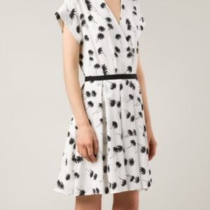 Band of Outsiders Silk White Palm Dress 0 XS